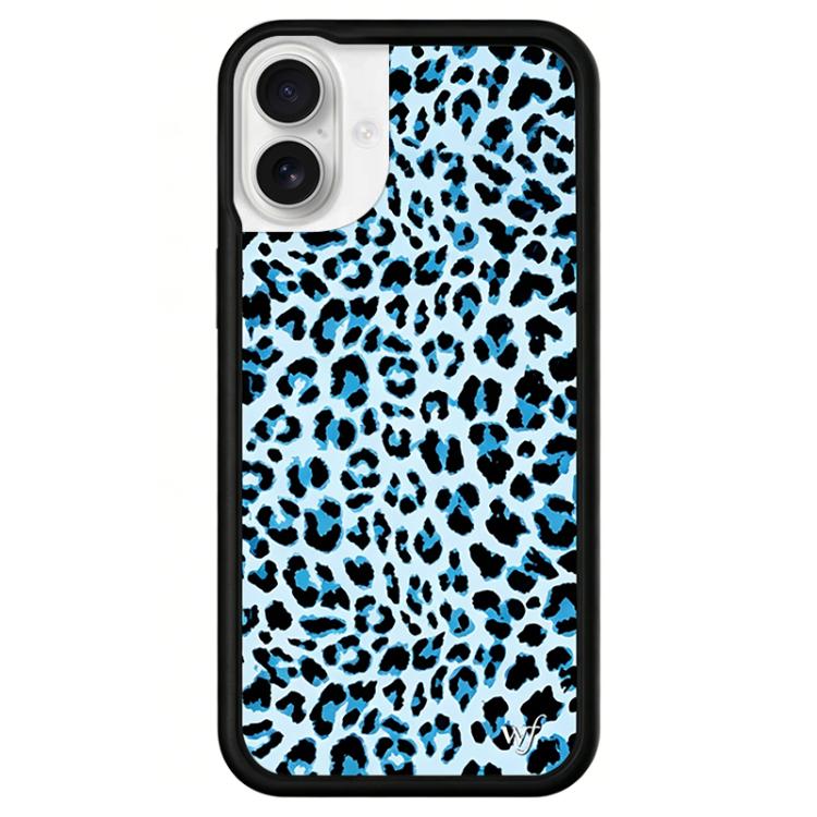For iPhone 17 WildFlow Floral Series Pattern Phone Case - Blue Black Leopard