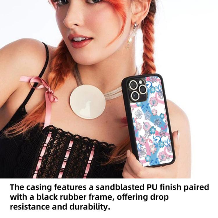 For iPhone 17 Pro WildFlow Floral Series Pattern Phone Case - Blue Black Leopard