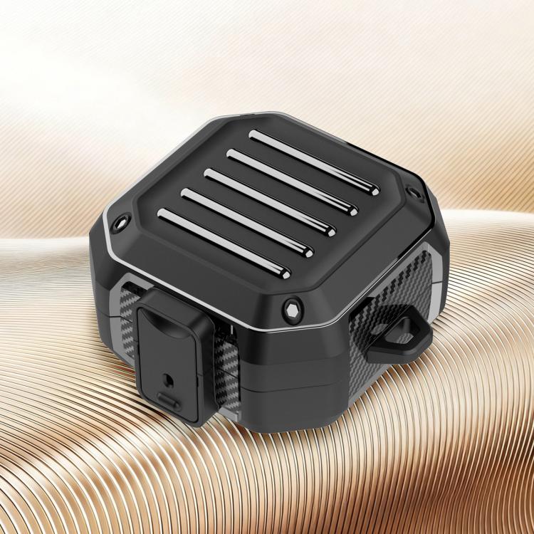 For Galaxy Buds 4 / 4 Pro Luggage Carbon Fiber Horizontal Texture Shockproof  Earphone Protective Case with Hook
