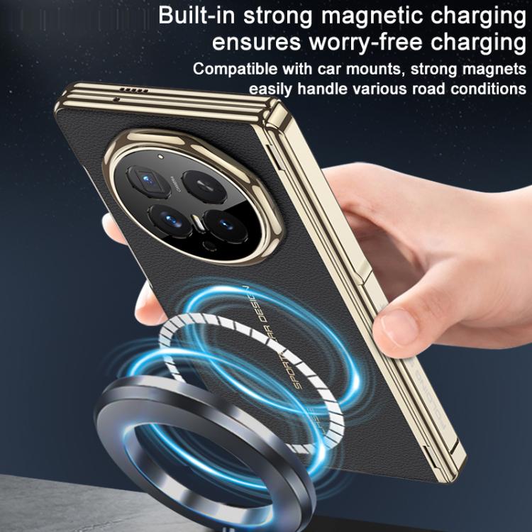 For Honor Magic V6 GKK Integrated Magnetic Fold Hinge Leather Magsafe Shockproof Phone Case