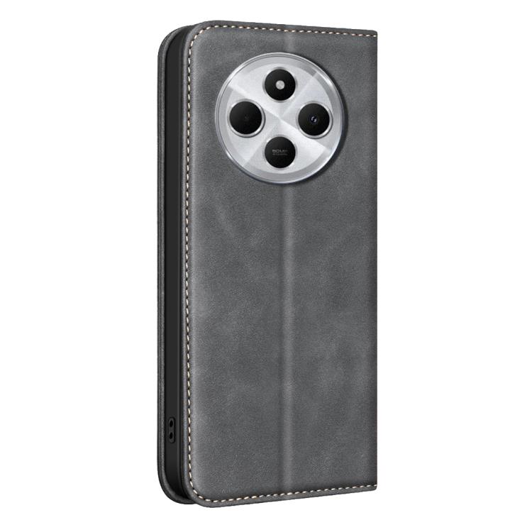 For Redmi 14C BINFEN COLOR Calfskin Texture Magnetic RFID Vegan Leather Phone Case