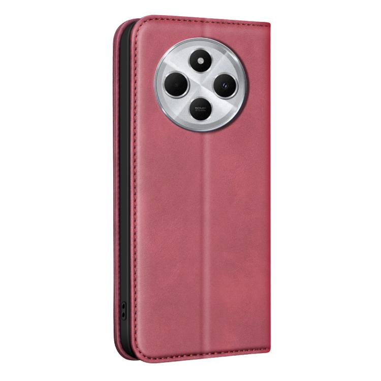 For Redmi 14C BINFEN COLOR Calfskin Texture Magnetic RFID Vegan Leather Phone Case