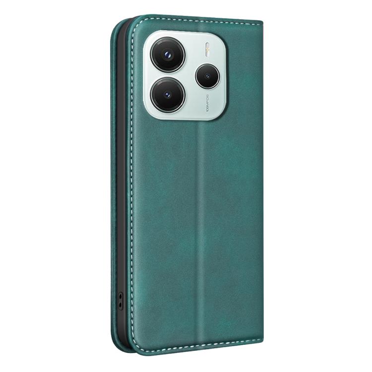 For Redmi Note 14 5G BINFEN COLOR Calfskin Texture Magnetic RFID Vegan Leather Phone Case