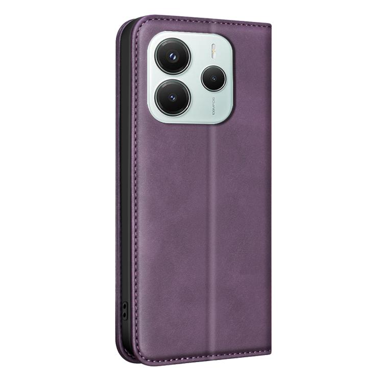 For Redmi Note 14 5G BINFEN COLOR Calfskin Texture Magnetic RFID Vegan Leather Phone Case