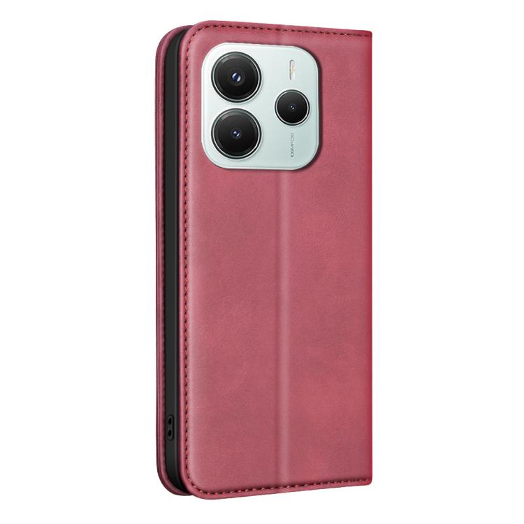 For Redmi Note 14 5G BINFEN COLOR Calfskin Texture Magnetic RFID Vegan Leather Phone Case