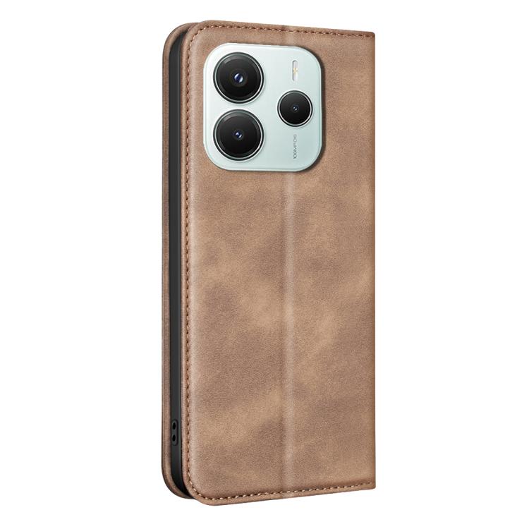 For Redmi Note 14 5G BINFEN COLOR Calfskin Texture Magnetic RFID Vegan Leather Phone Case