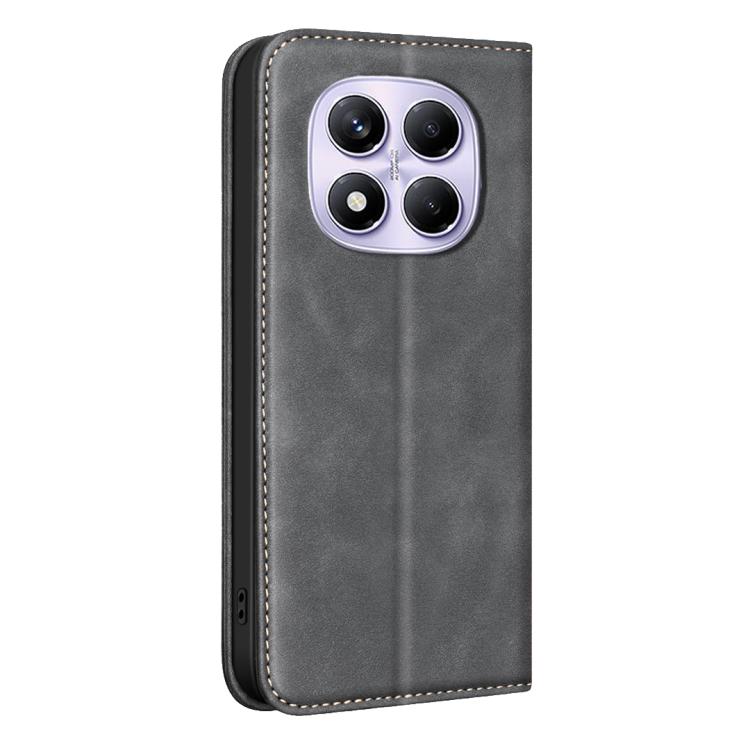 For Redmi Note 14 Pro 4G BINFEN COLOR Calfskin Texture Magnetic RFID Vegan Leather Phone Case