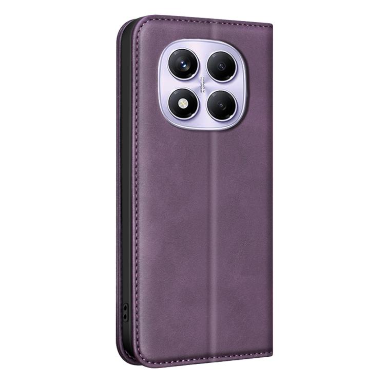 For Redmi Note 14 Pro 4G BINFEN COLOR Calfskin Texture Magnetic RFID Vegan Leather Phone Case