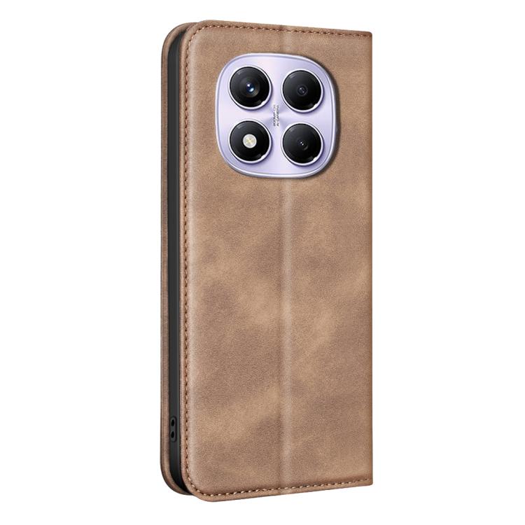 For Redmi Note 14 Pro 4G BINFEN COLOR Calfskin Texture Magnetic RFID Vegan Leather Phone Case