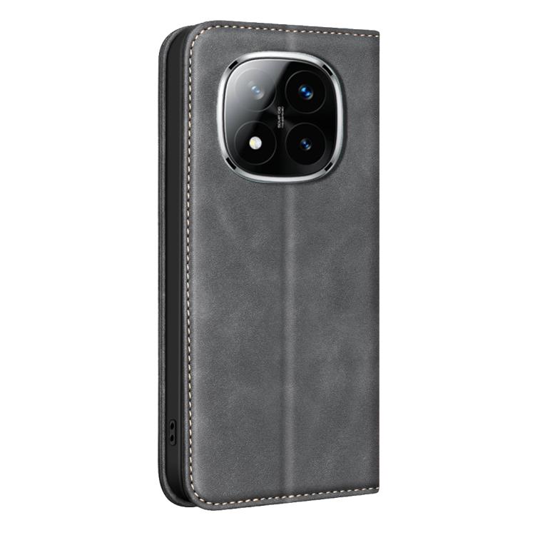 For Redmi Note 14 Pro 5G BINFEN COLOR Calfskin Texture Magnetic RFID Vegan Leather Phone Case