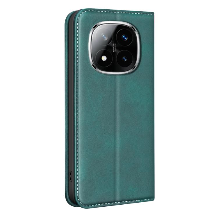 For Redmi Note 14 Pro 5G BINFEN COLOR Calfskin Texture Magnetic RFID Vegan Leather Phone Case