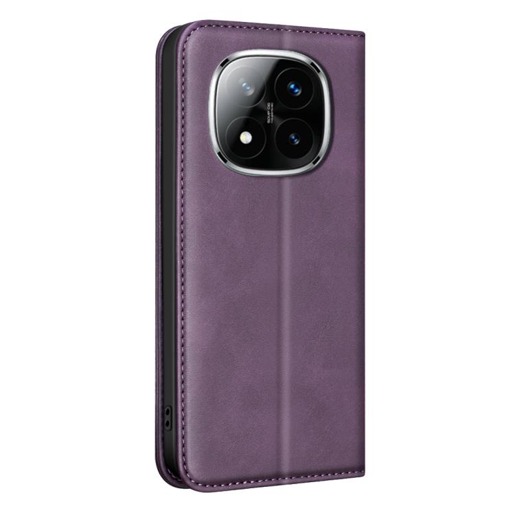 For Redmi Note 14 Pro 5G BINFEN COLOR Calfskin Texture Magnetic RFID Vegan Leather Phone Case