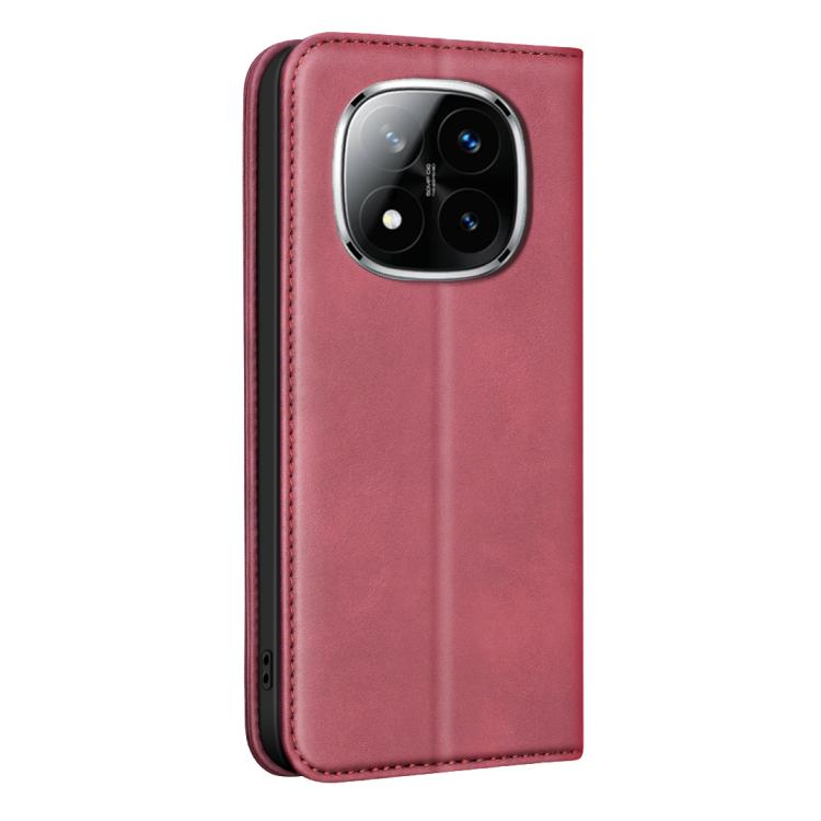 For Redmi Note 14 Pro 5G BINFEN COLOR Calfskin Texture Magnetic RFID Vegan Leather Phone Case