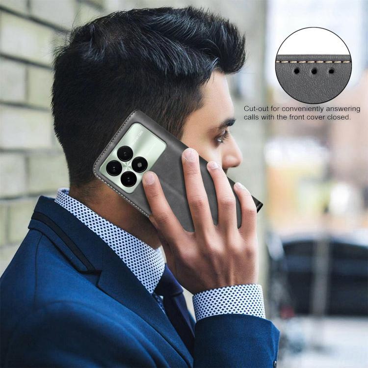 For Redmi K70 / K70 Pro BINFEN COLOR Calfskin Texture Magnetic RFID Vegan Leather Phone Case