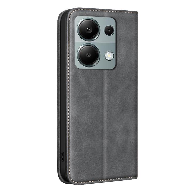 For Redmi Note 13 Pro 4G Global BINFEN COLOR Calfskin Texture Magnetic RFID Vegan Leather Phone Case