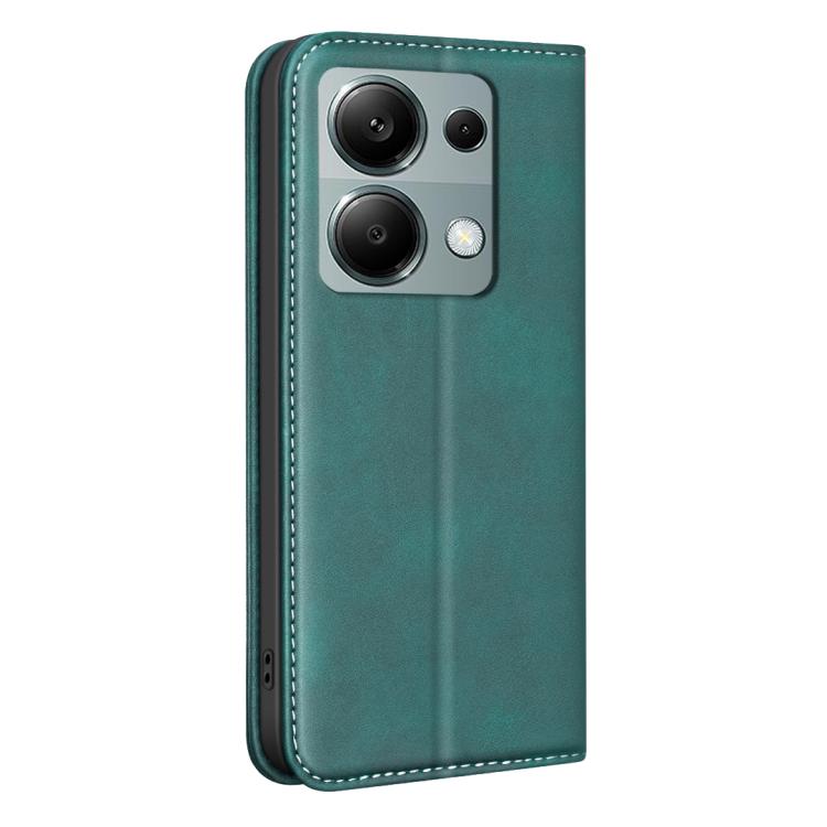 For Redmi Note 13 Pro 4G Global BINFEN COLOR Calfskin Texture Magnetic RFID Vegan Leather Phone Case