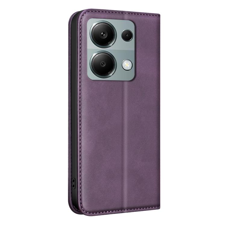 For Redmi Note 13 Pro 4G Global BINFEN COLOR Calfskin Texture Magnetic RFID Vegan Leather Phone Case