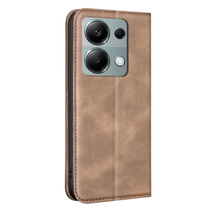 For Redmi Note 13 Pro 4G Global BINFEN COLOR Calfskin Texture Magnetic RFID Vegan Leather Phone Case