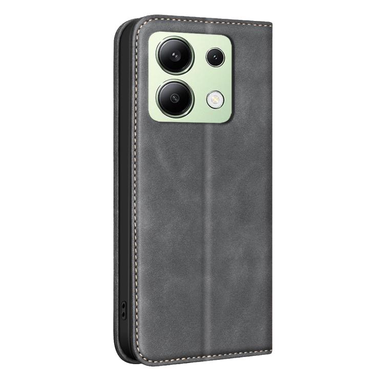 For Redmi Note 13 4G Global BINFEN COLOR Calfskin Texture Magnetic RFID Vegan Leather Phone Case