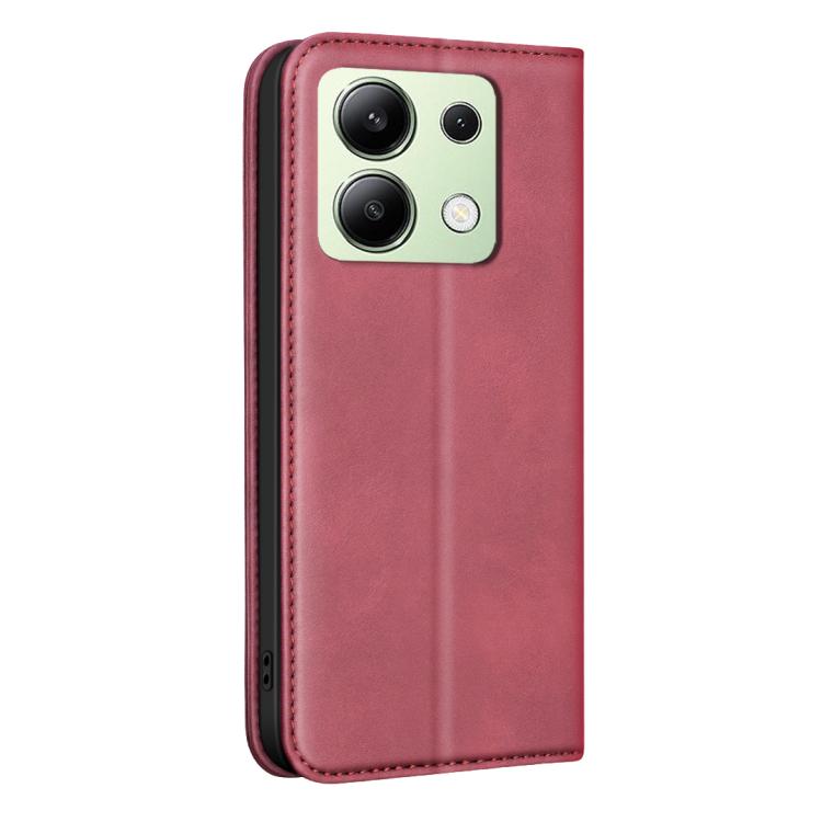 For Redmi Note 13 4G Global BINFEN COLOR Calfskin Texture Magnetic RFID Vegan Leather Phone Case