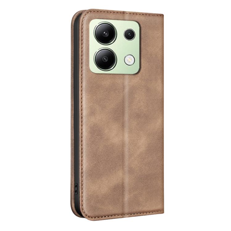 For Redmi Note 13 4G Global BINFEN COLOR Calfskin Texture Magnetic RFID Vegan Leather Phone Case