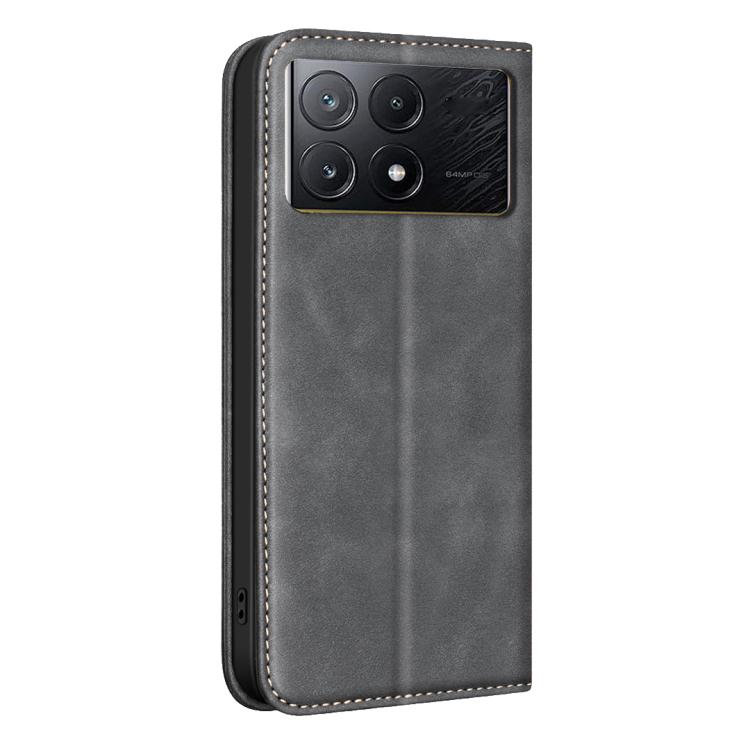 For Redmi K70E BINFEN COLOR Calfskin Texture Magnetic RFID Vegan Leather Phone Case