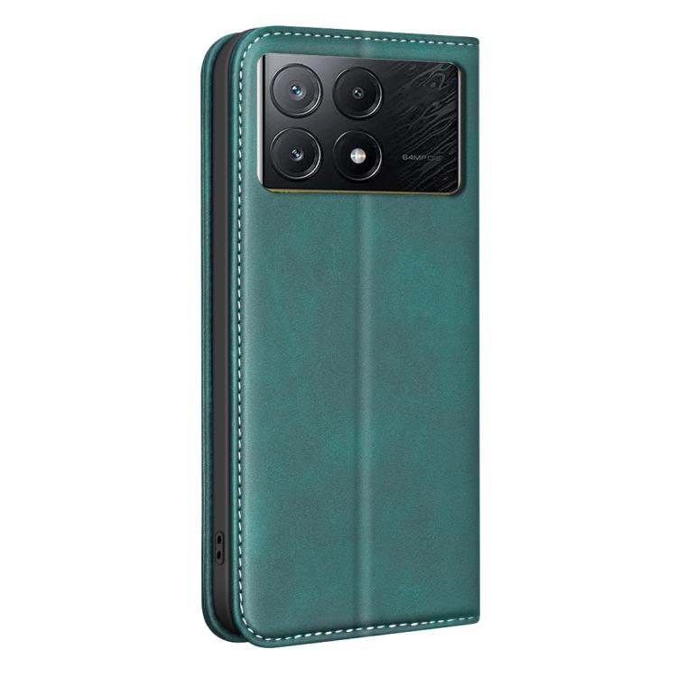 For Redmi K70E BINFEN COLOR Calfskin Texture Magnetic RFID Vegan Leather Phone Case