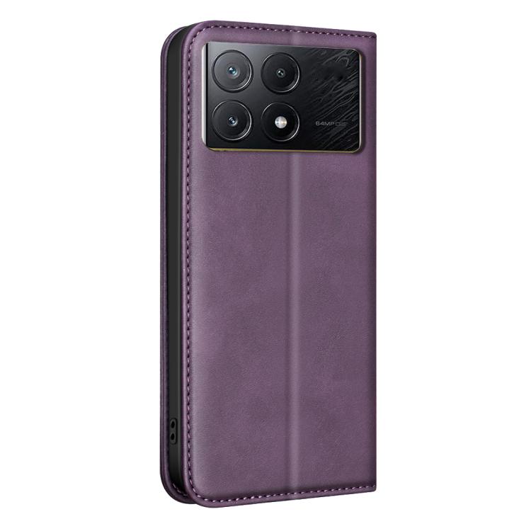 For Redmi K70E BINFEN COLOR Calfskin Texture Magnetic RFID Vegan Leather Phone Case