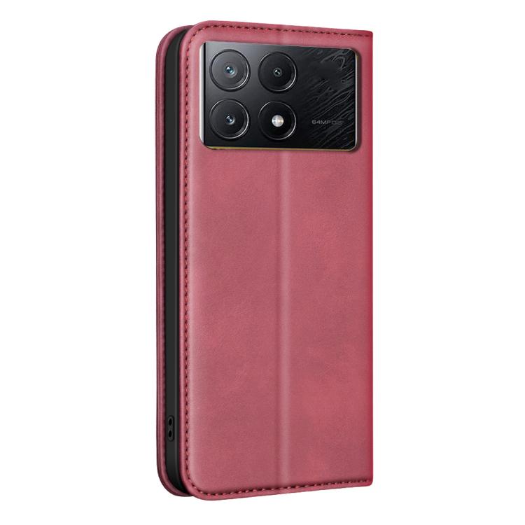 For Redmi K70E BINFEN COLOR Calfskin Texture Magnetic RFID Vegan Leather Phone Case