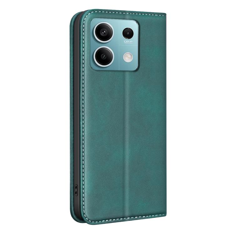 For Redmi Note 13 5G BINFEN COLOR Calfskin Texture Magnetic RFID Vegan Leather Phone Case