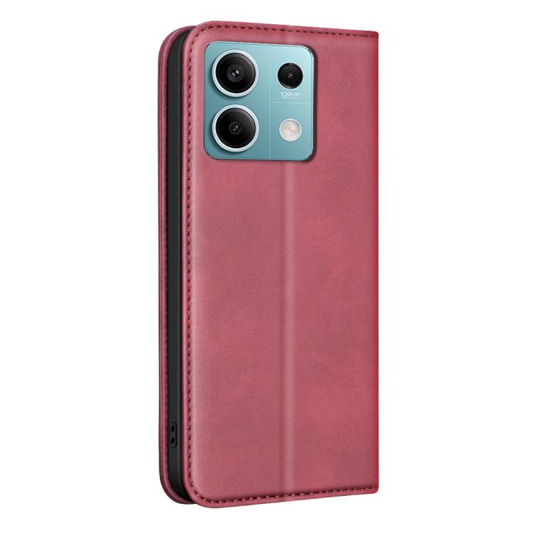 For Redmi Note 13 5G BINFEN COLOR Calfskin Texture Magnetic RFID Vegan Leather Phone Case