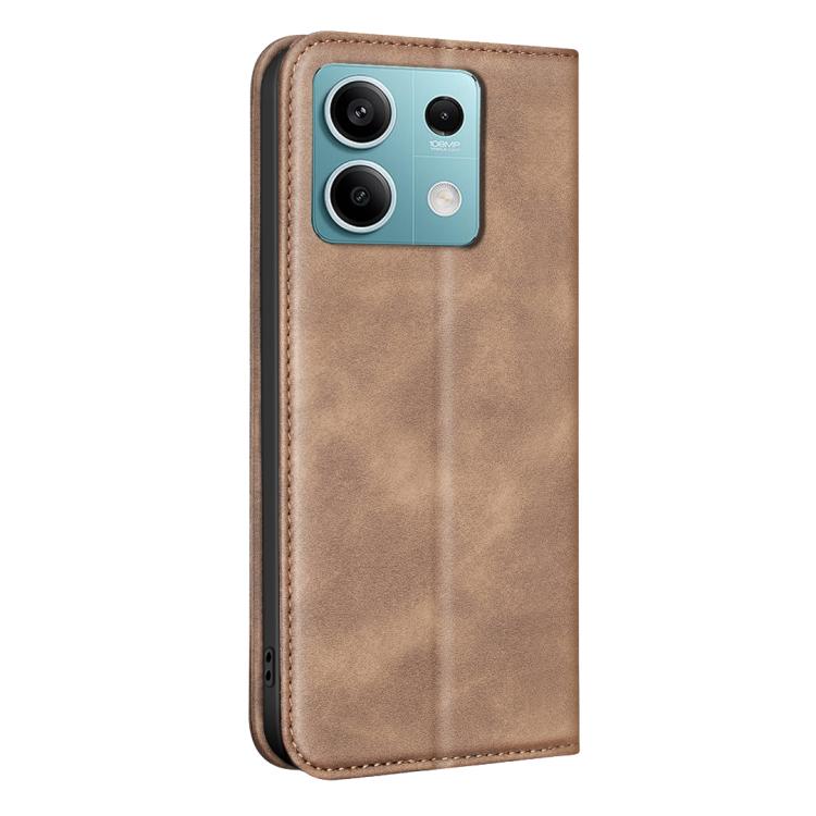 For Redmi Note 13 5G BINFEN COLOR Calfskin Texture Magnetic RFID Vegan Leather Phone Case