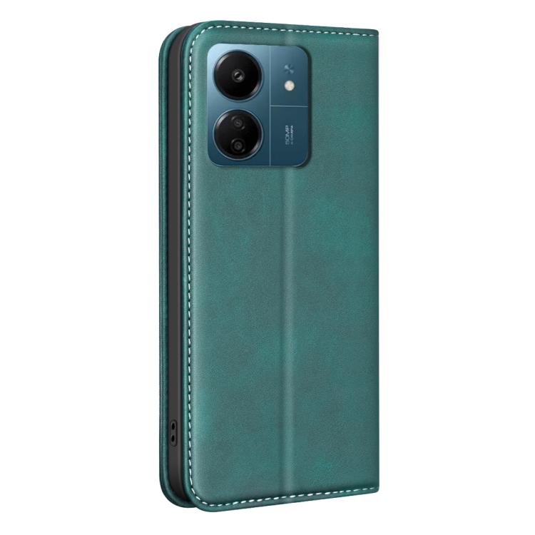 For Redmi 13C BINFEN COLOR Calfskin Texture Magnetic RFID Vegan Leather Phone Case