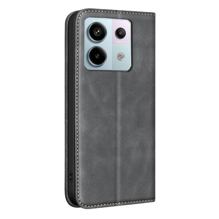 For Redmi Note 13 Pro 5G BINFEN COLOR Calfskin Texture Magnetic RFID Vegan Leather Phone Case