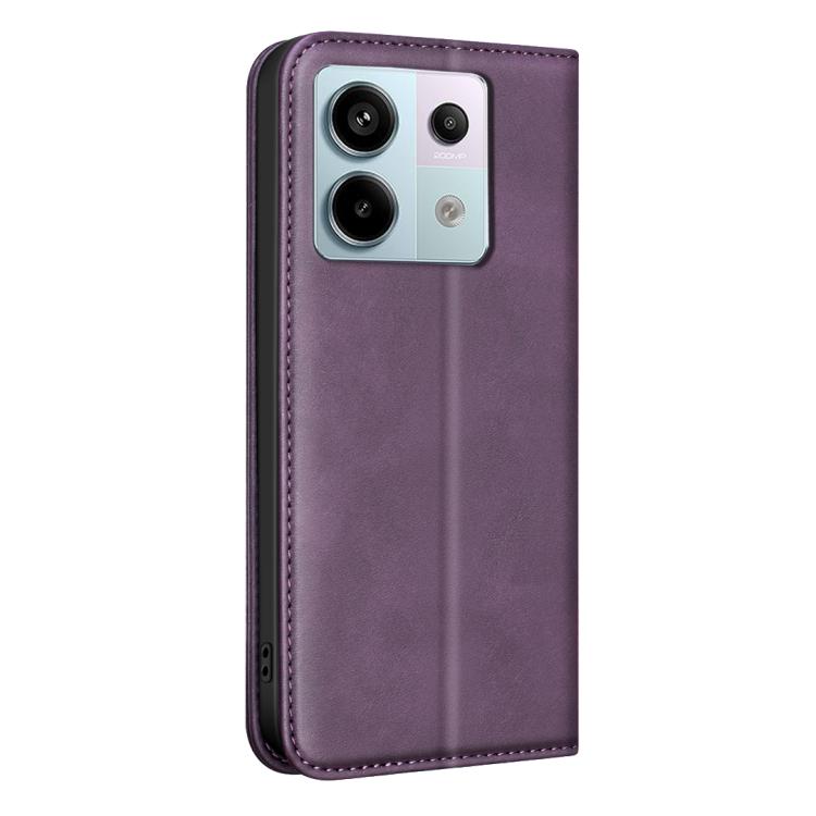 For Redmi Note 13 Pro 5G BINFEN COLOR Calfskin Texture Magnetic RFID Vegan Leather Phone Case
