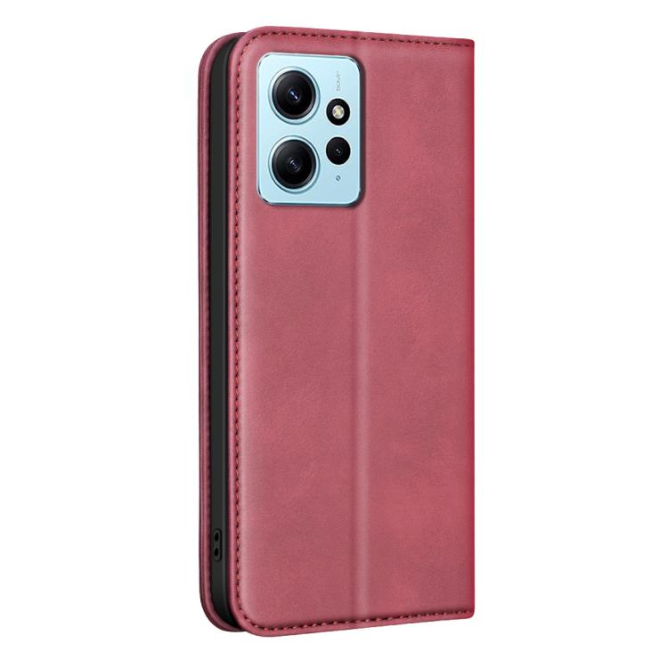 For Redmi Note 12 4G Global BINFEN COLOR Calfskin Texture Magnetic RFID Vegan Leather Phone Case