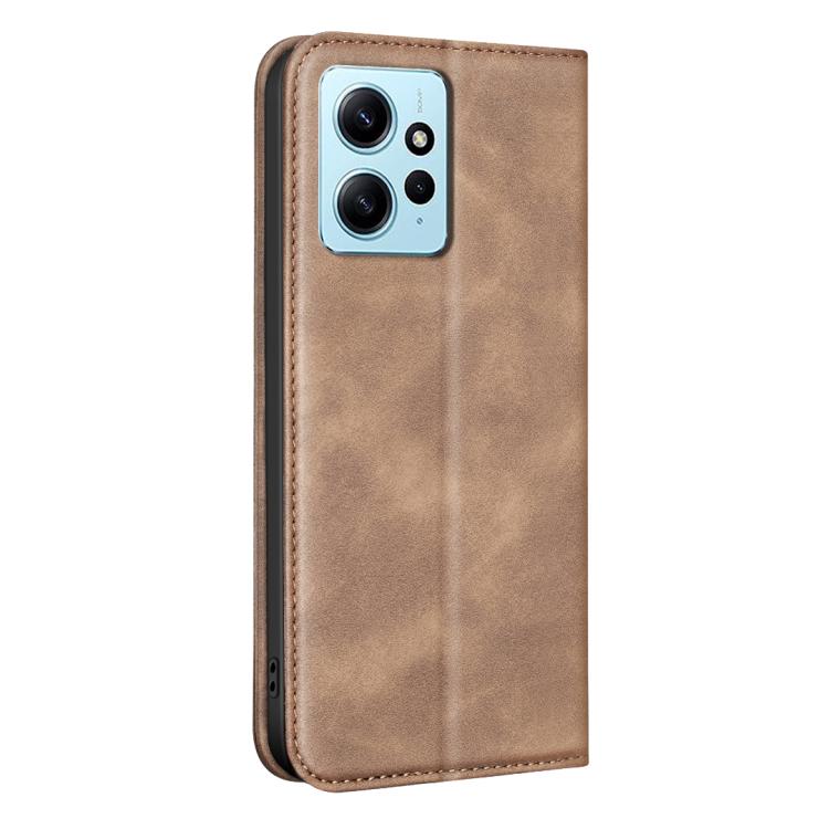 For Redmi Note 12 4G Global BINFEN COLOR Calfskin Texture Magnetic RFID Vegan Leather Phone Case