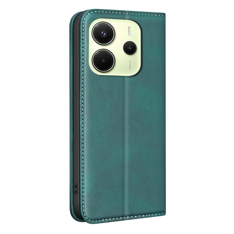 For Redmi Note 14 4G 163.25mm BINFEN COLOR Calfskin Texture Magnetic RFID Vegan Leather Phone Case
