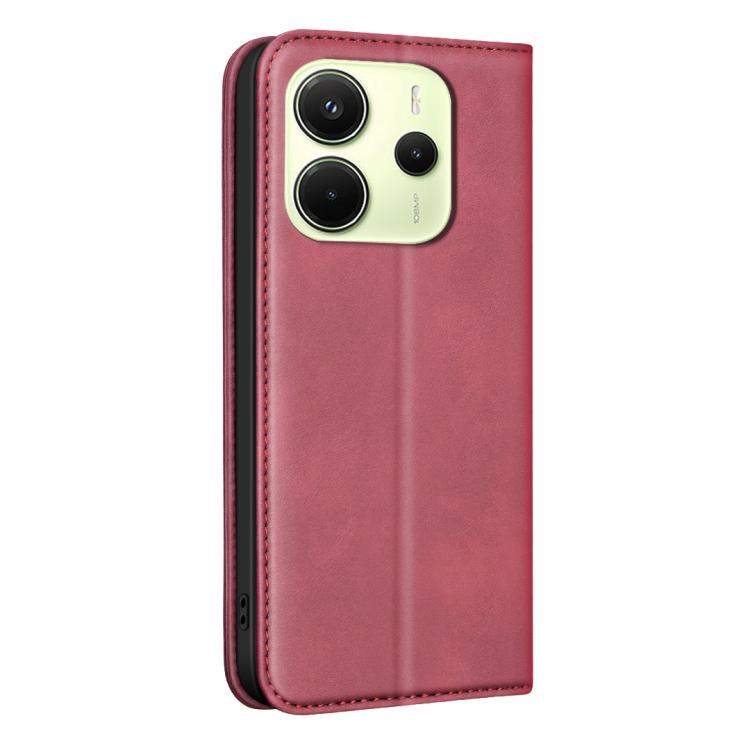 For Redmi Note 14 4G 163.25mm BINFEN COLOR Calfskin Texture Magnetic RFID Vegan Leather Phone Case
