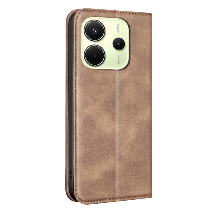 For Redmi Note 14 4G 163.25mm BINFEN COLOR Calfskin Texture Magnetic RFID Vegan Leather Phone Case