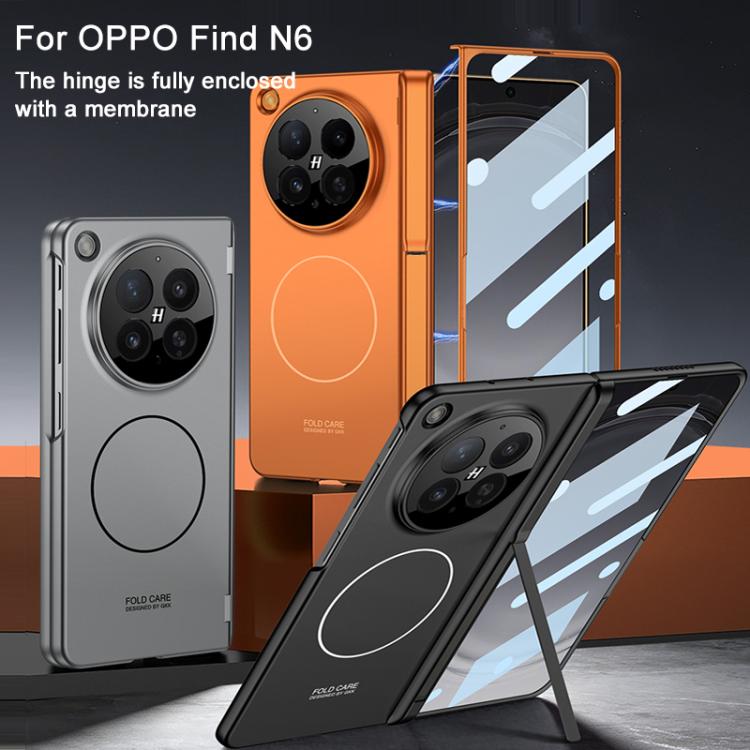 For OPPO Find N6 5G GKK Integrated Magnetic Folding Hinge Full Coverage Phone Case with Side Cover Holder