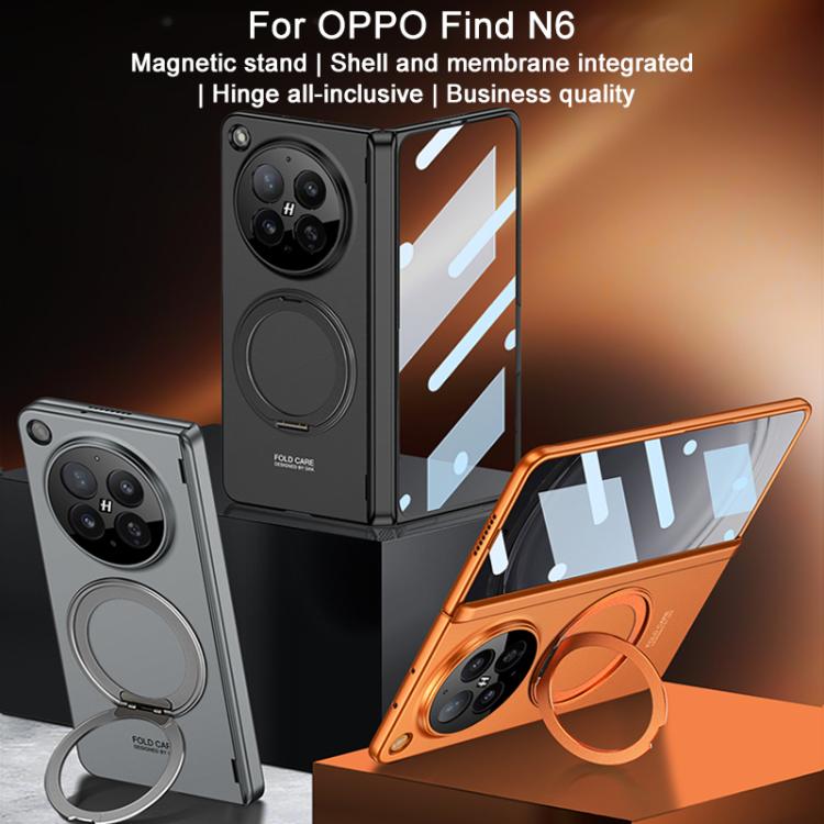 For OPPO Find N6 5G GKK Integrated Magnetic Folding Hinge Full Coverage Phone Case with Rotating Holder