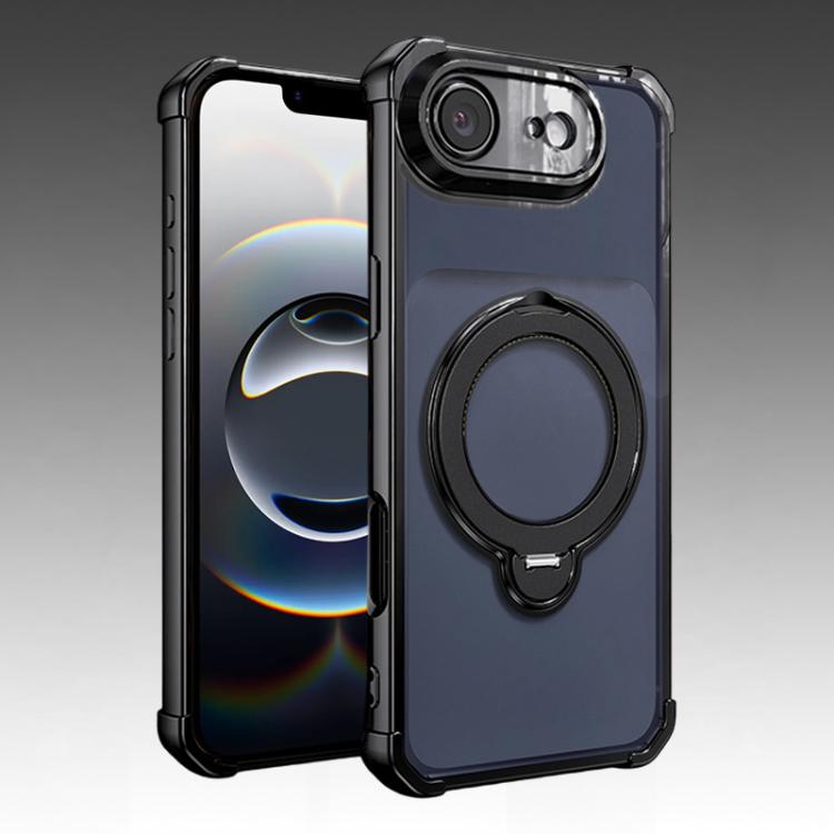 For iPhone 17e / 16e Four-Corner Airbags Shockproof Rotation Holder Magnetic Phone Case