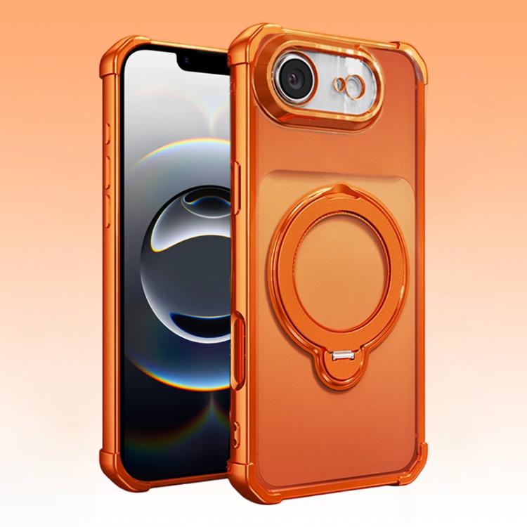 For iPhone 17e / 16e Four-Corner Airbags Shockproof Rotation Holder Magnetic Phone Case