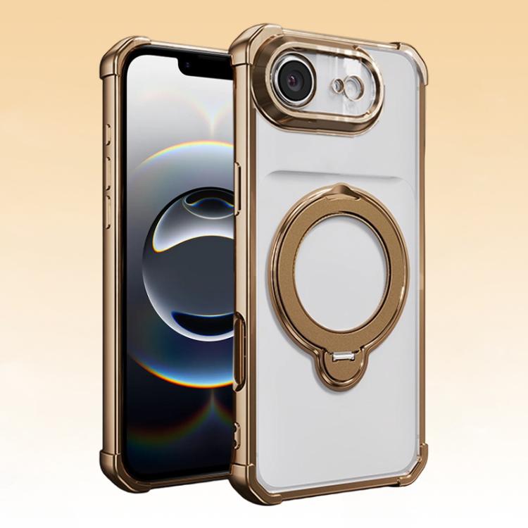 For iPhone 17e / 16e Four-Corner Airbags Shockproof Rotation Holder Magnetic Phone Case