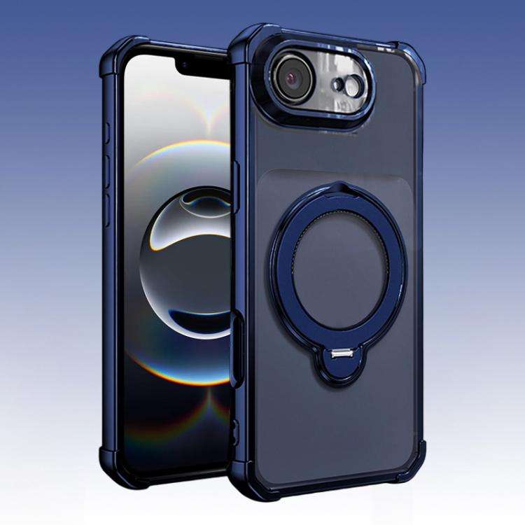 For iPhone 17e / 16e Four-Corner Airbags Shockproof Rotation Holder Magnetic Phone Case