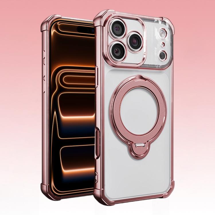 For iPhone 17 Pro Max Four-Corner Airbags Shockproof Rotation Holder Magnetic Phone Case