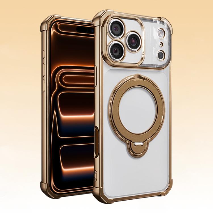 For iPhone 17 Pro Max Four-Corner Airbags Shockproof Rotation Holder Magnetic Phone Case