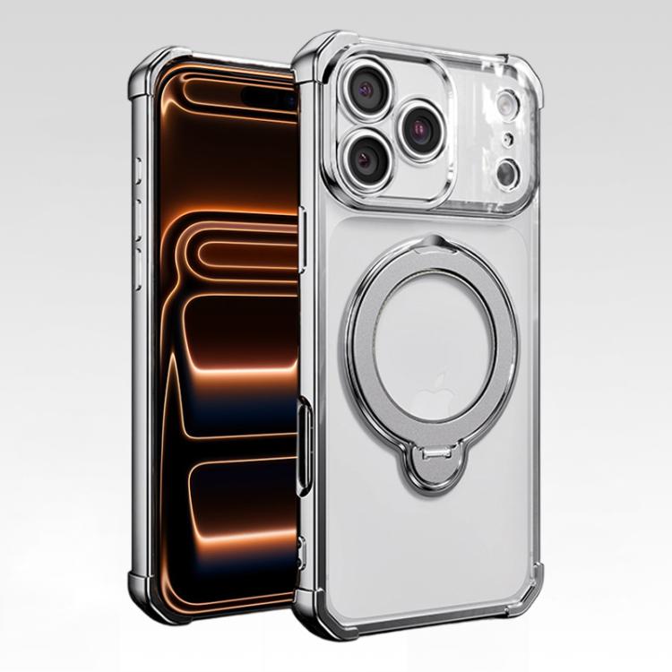 For iPhone 17 Pro Max Four-Corner Airbags Shockproof Rotation Holder Magnetic Phone Case