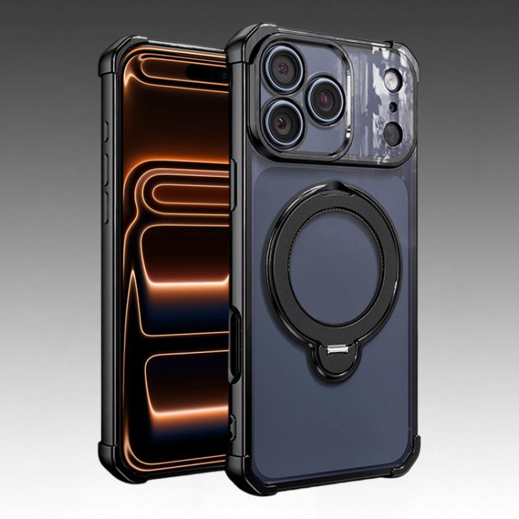 For iPhone 17 Pro Four-Corner Airbags Shockproof Rotation Holder Magnetic Phone Case